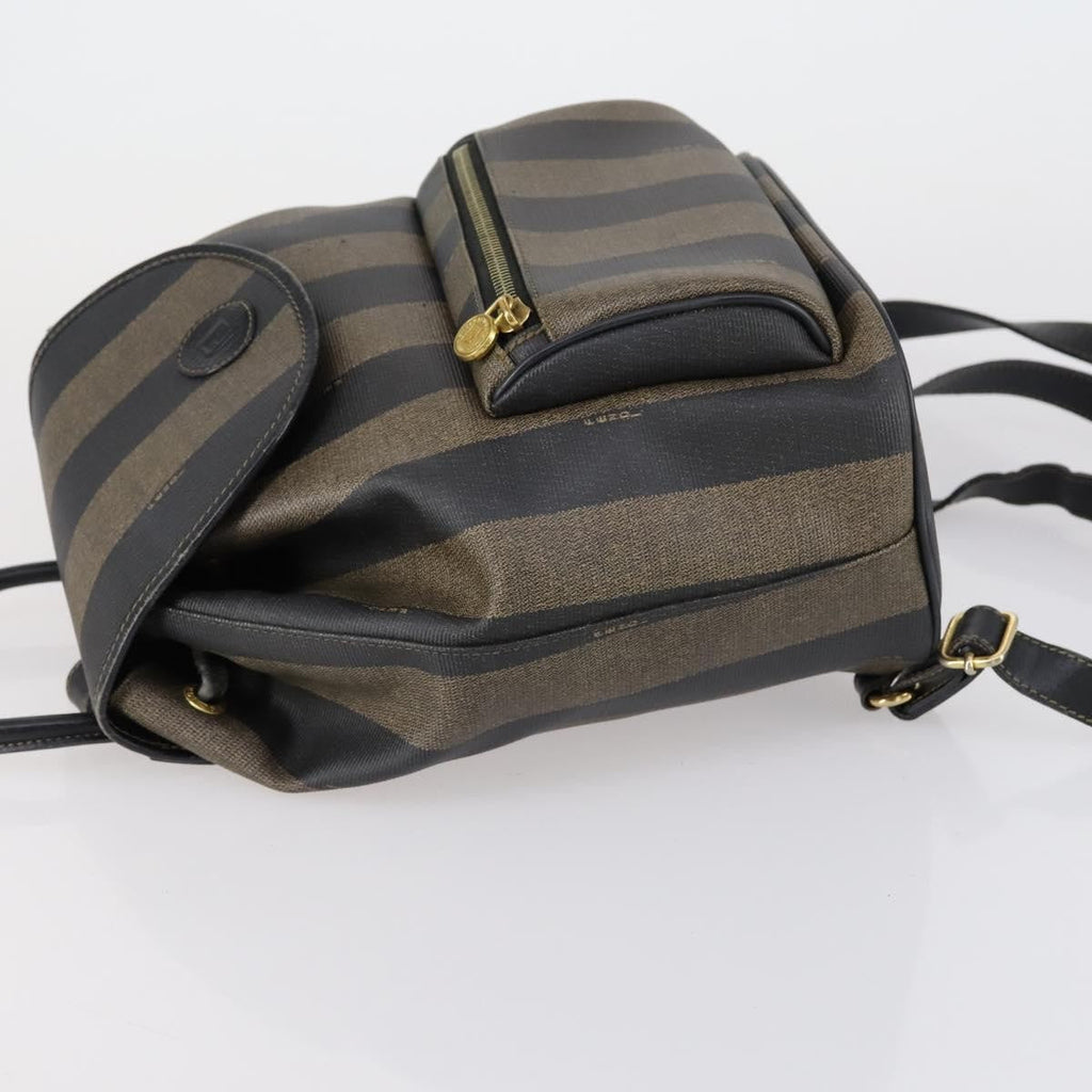 Fendi Pequin Front Pocket Backpack Coated Canvas Brown Pvc Backpack Bag