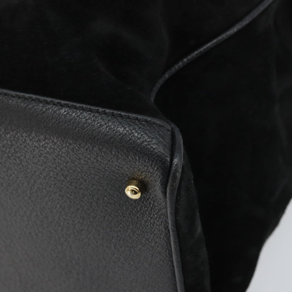 Gucci Bamboo Tote Bag Suede Black Suede Tote Bag Bag (Pre-Owned)