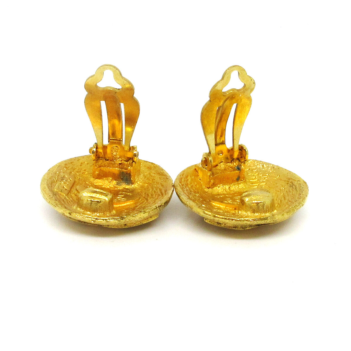 Chanel Vintage Cc Round Clip-On Earrings Metal Gold Gold_Plated Earrings Jewelry