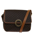Celine Circle Logo Shoulder Bag Canvas Brown Pvc Shoulder Bag Bag