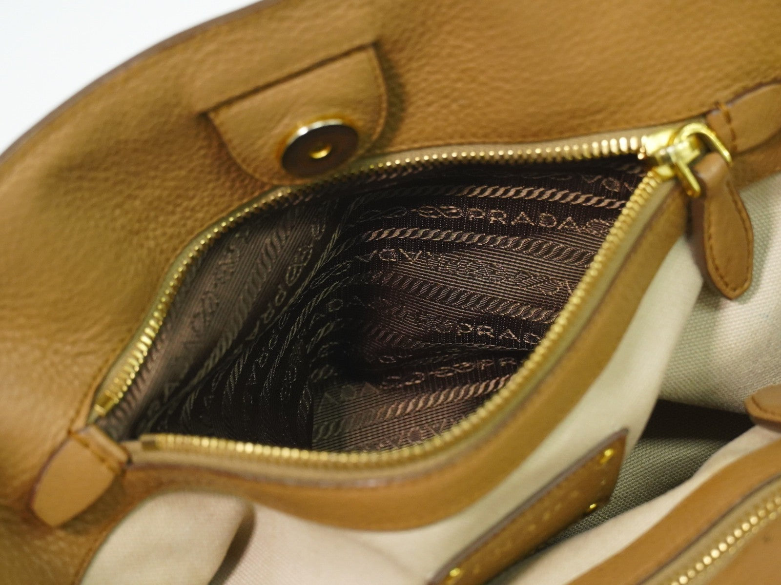 Prada Vintage Handbag Leather Beige Leather Handbag