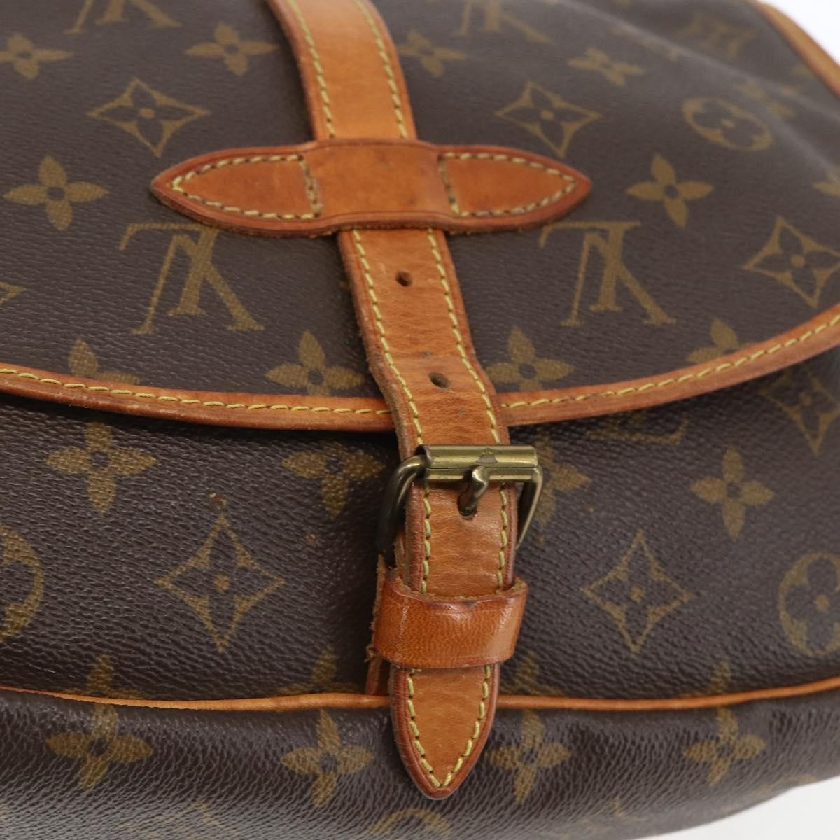 Louis Vuitton Saumur Handbag Monogram Canvas Brown Canvas Shoulder Bag