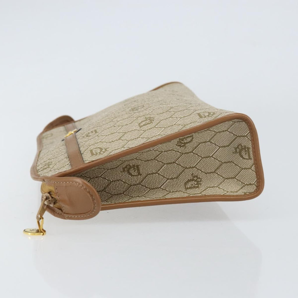 Christian Dior Vintage Honeycomb Zip Pouch Coated Canvas Beige Canvas Clutche & Pouche Bag (Pre-Owned)