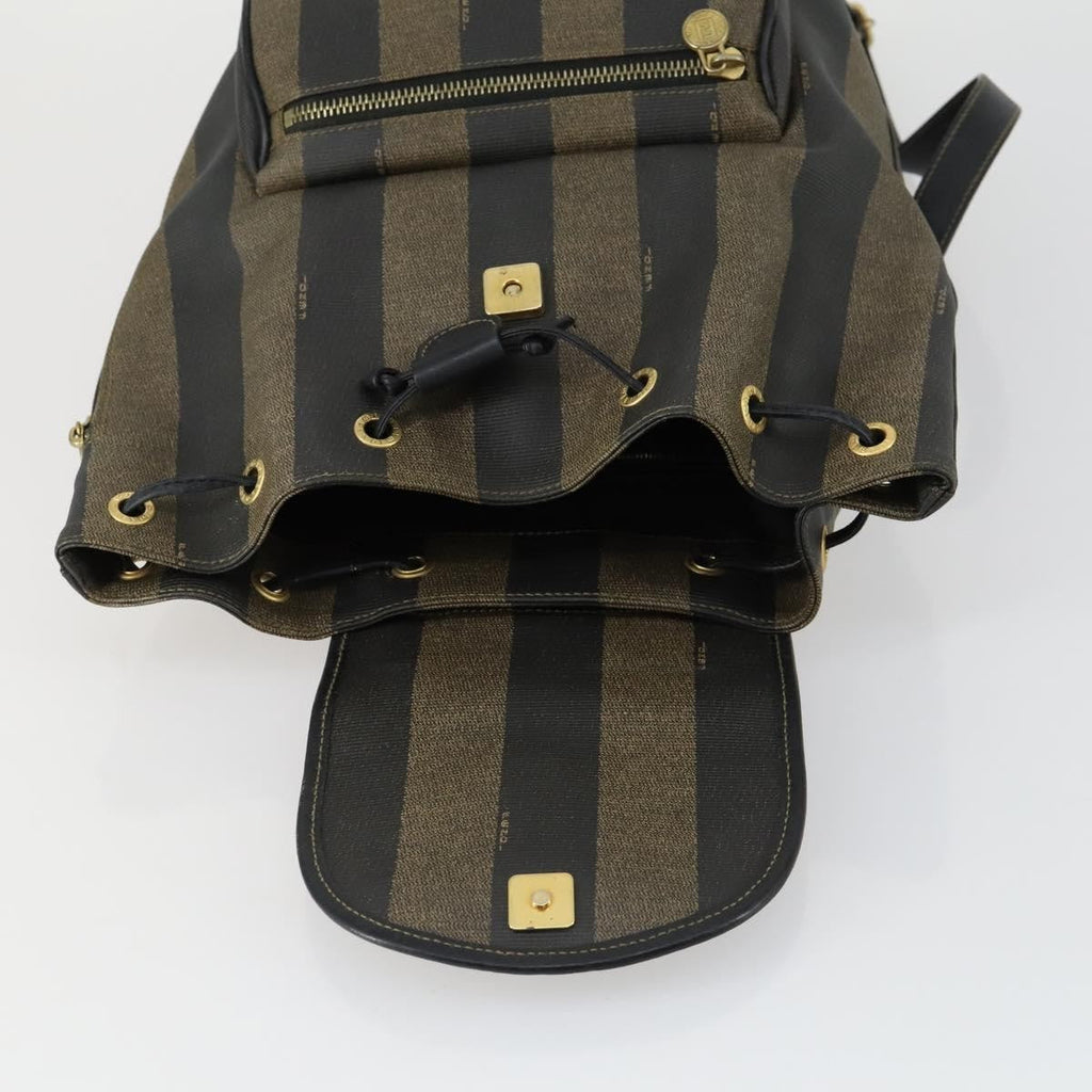 Fendi Pequin Front Pocket Backpack Coated Canvas Brown Pvc Backpack Bag
