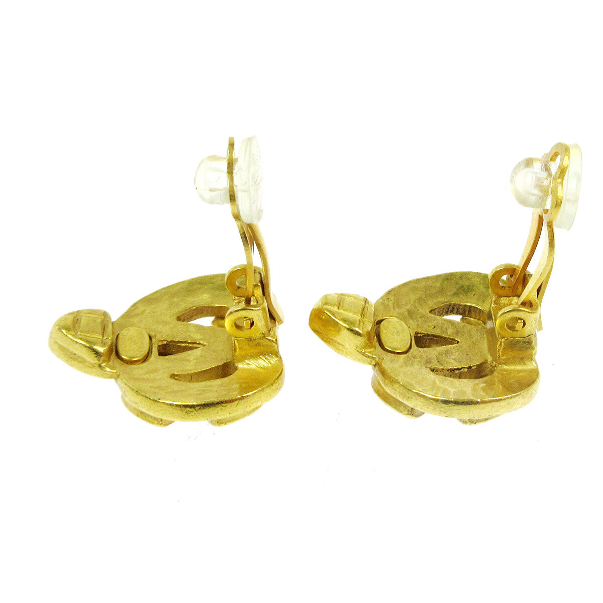 Chanel Vintage Cc Heart Clip-On Earrings Metal Gold Gold Earrings Jewelry