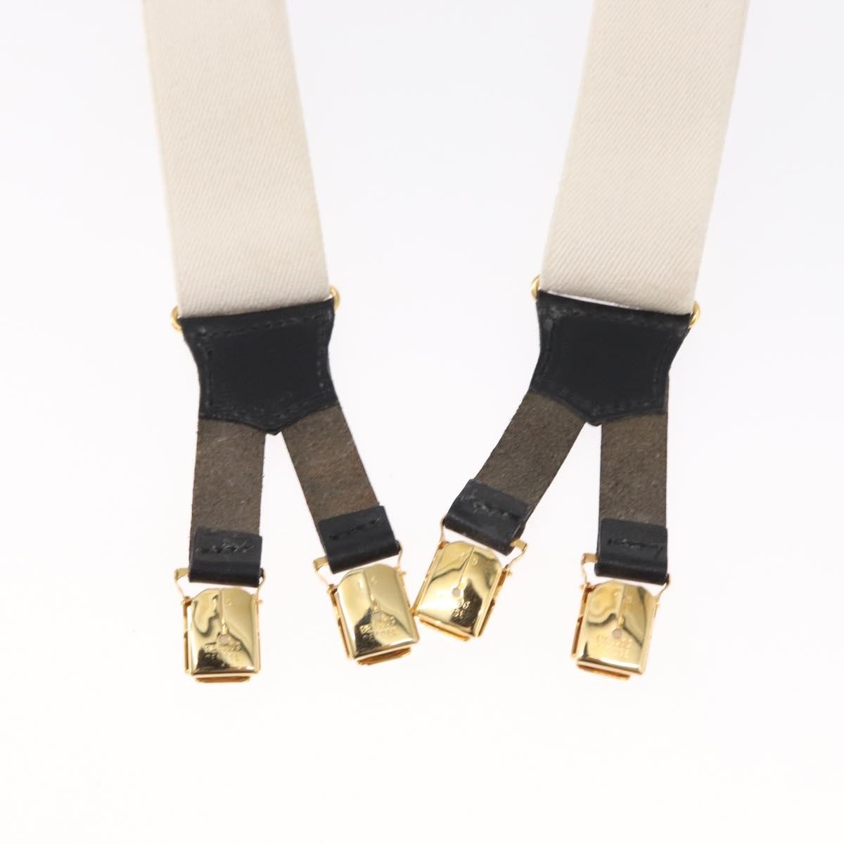 Chanel Logo Suspenders Canvas White Canvas Belts Accessory