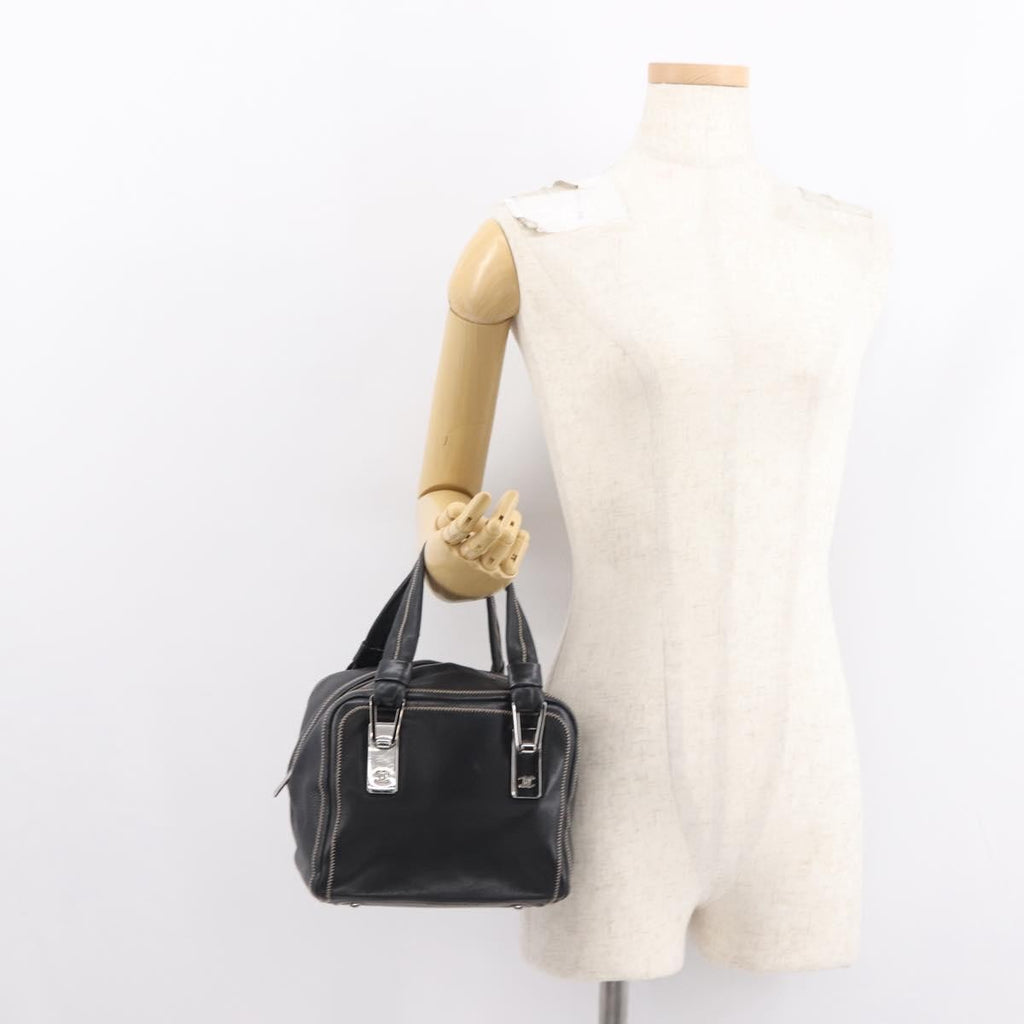 Chanel Cc Bowler Quilted Caviar Black Leather Handbag