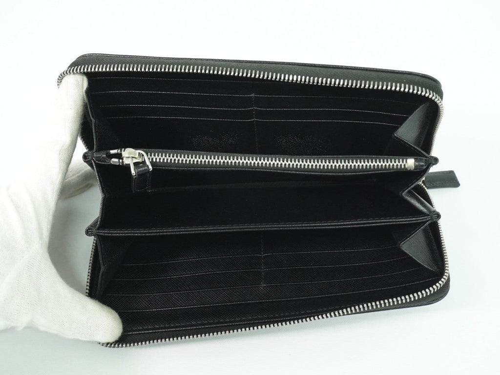 Prada Saffiano Wallet Leather Black Leather Wallets Accessory