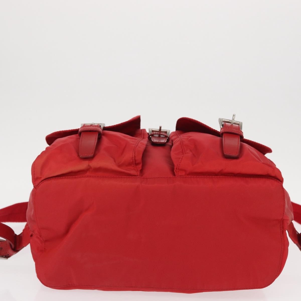Prada Double Front Pocket Backpack Tessuto Red Nylon Backpack Bag
