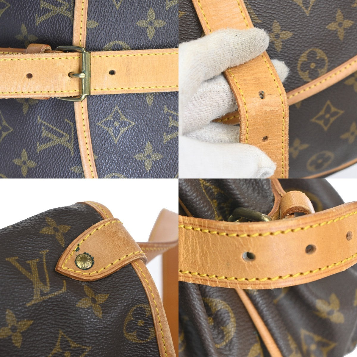 Louis Vuitton Saumur Handbag Monogram Canvas Brown Canvas Shoulder Bag