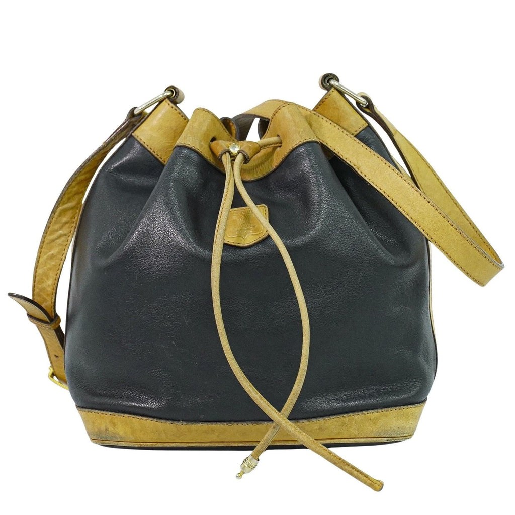 Celine Bucket Sangle Black And Brown Leather Black Leather Shoulder Bag Bag