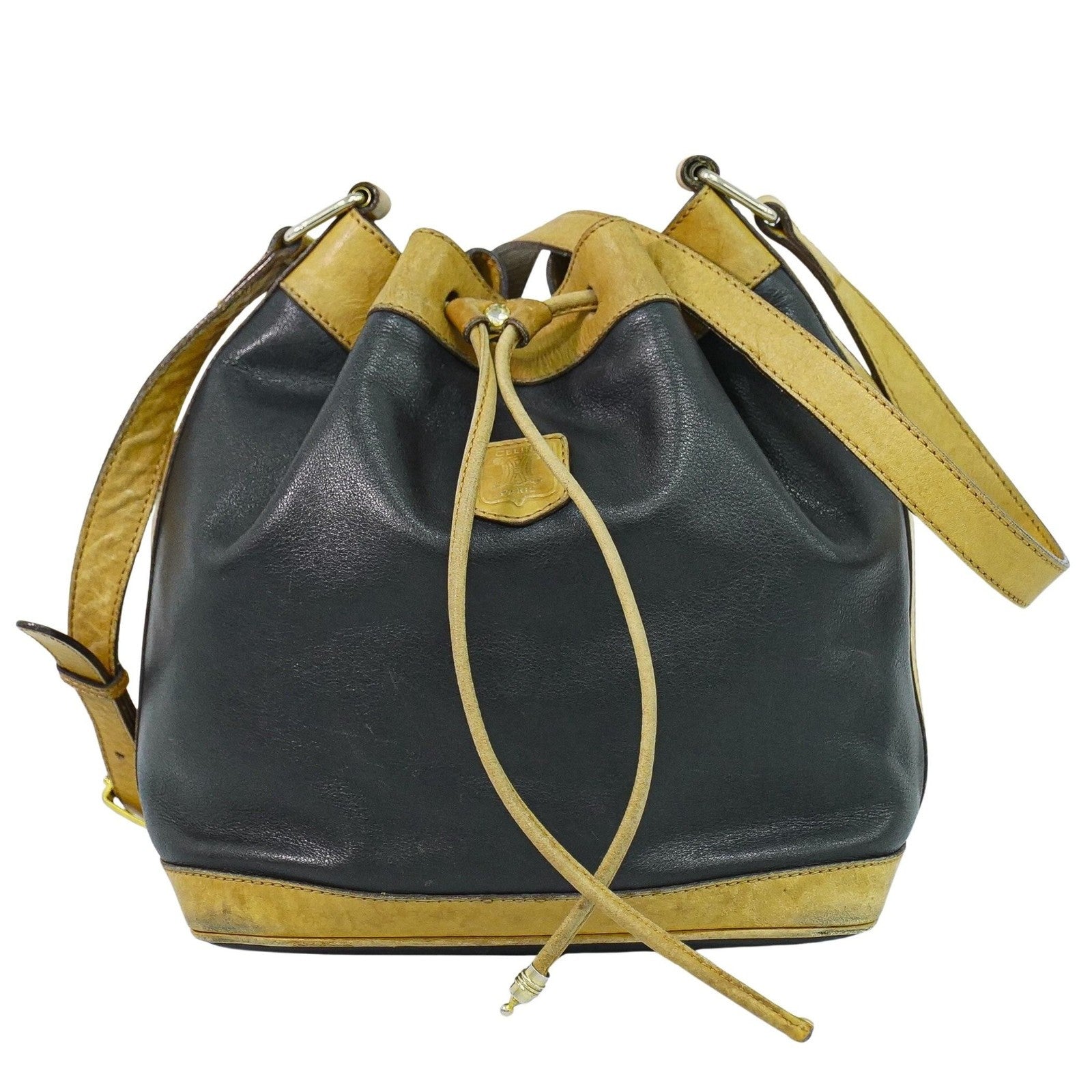 Celine Bucket Sangle Black And Brown Leather Black Leather Shoulder Bag Bag