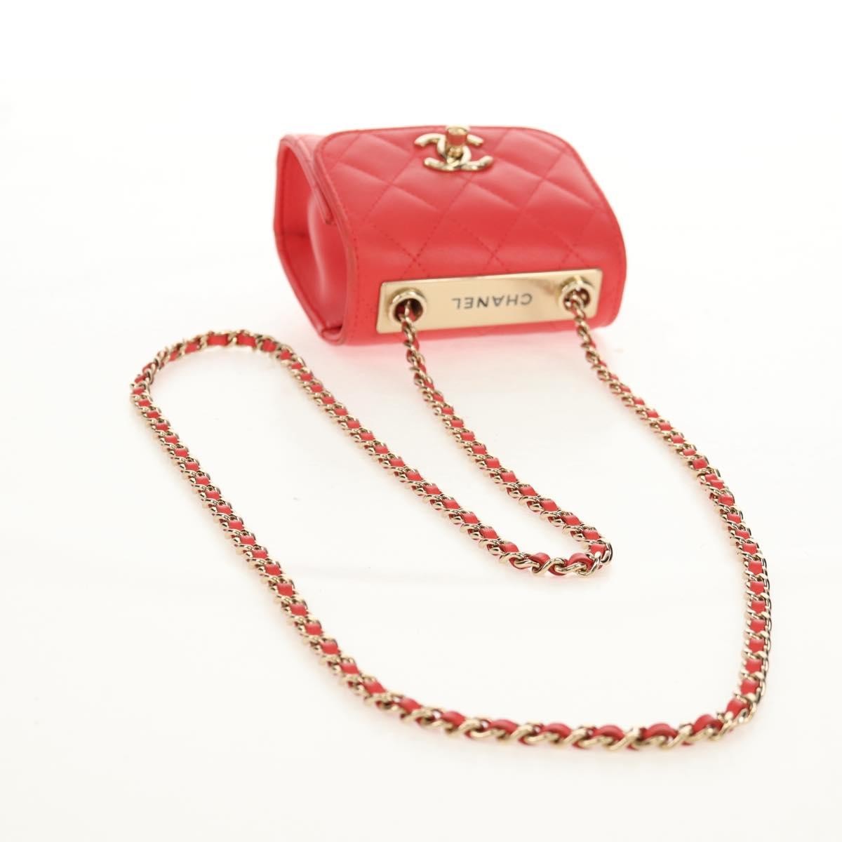 Chanel Trendy Cc Clutch With Chain Quilted Lambskin Red Leather Clutche & Pouche Bag