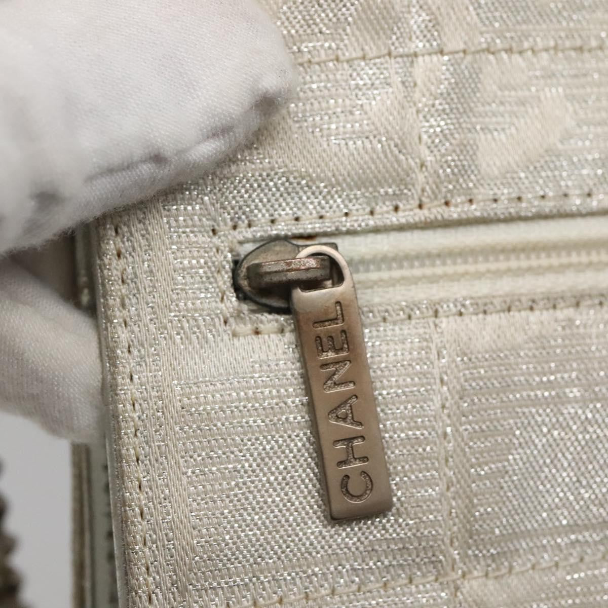Chanel Travel Line Wallet On Chain Quilted Nylon Silver Nylon Bag