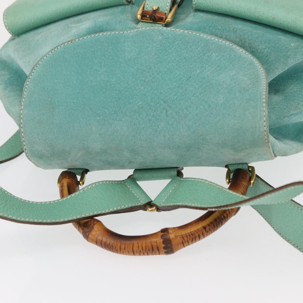 Gucci Vintage Bamboo Backpack Suede Green Suede Backpack Bag (Pre-Owned)