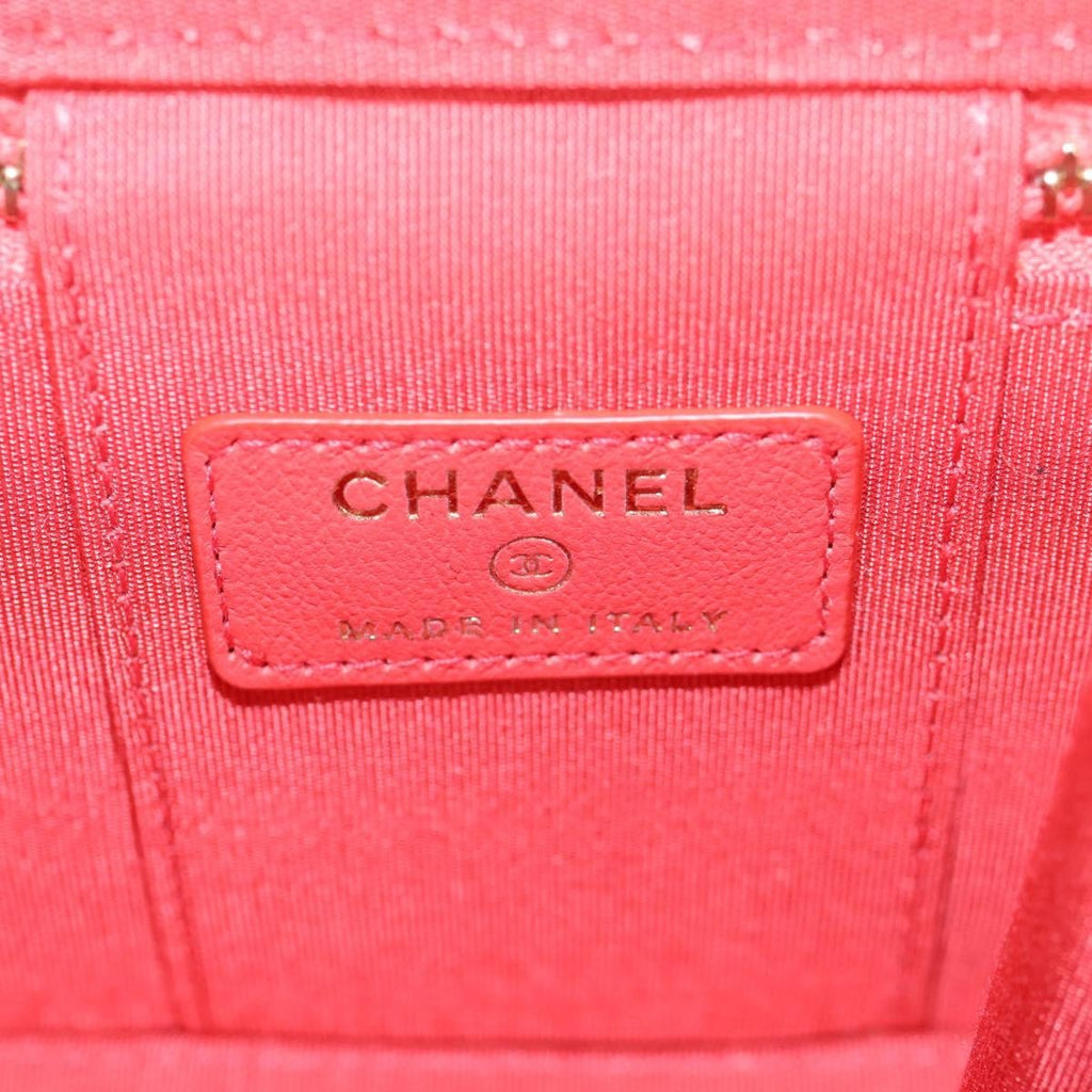 Chanel Classic Vanity Case With Chain Striped Raffia And Jute Red Canvas Shoulder Bag Bag