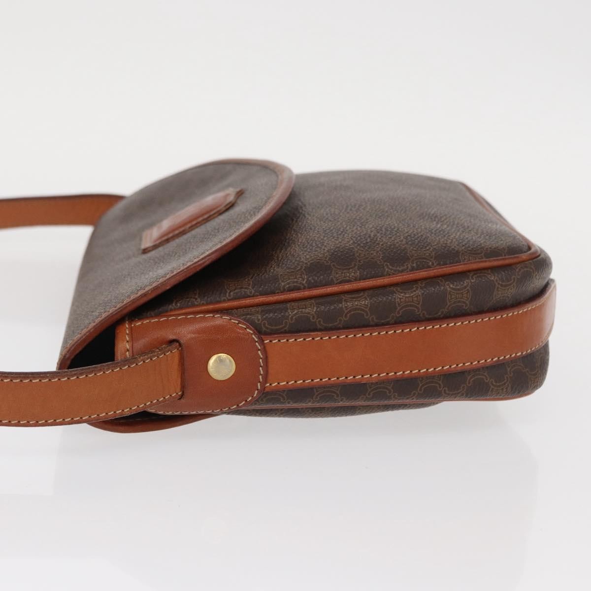 Celine Vintage Macadam Shoulder Bag Canvas And Leather Brown Canvas Shoulder Bag Bag