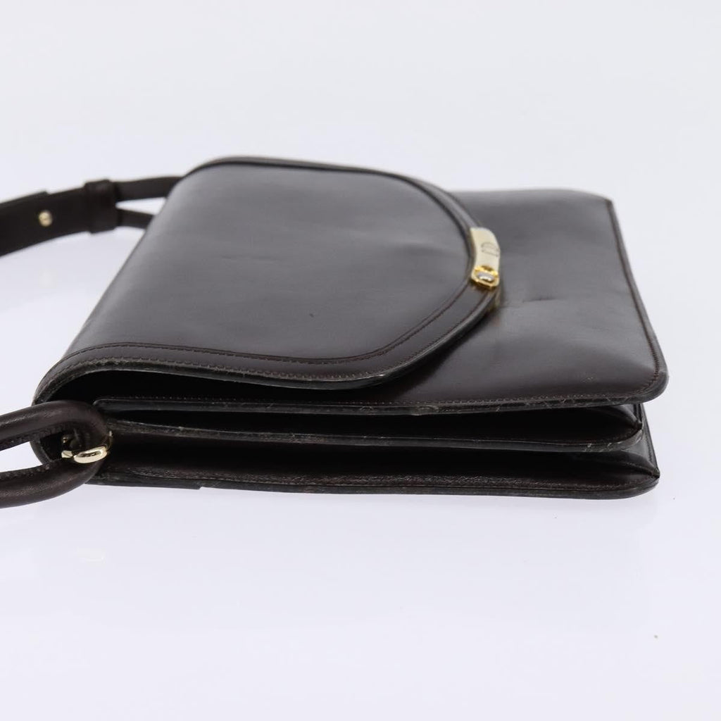 Christian Dior Flap Shoulder Bag Leather Brown Leather Shoulder Bag Bag (Pre-Owned)