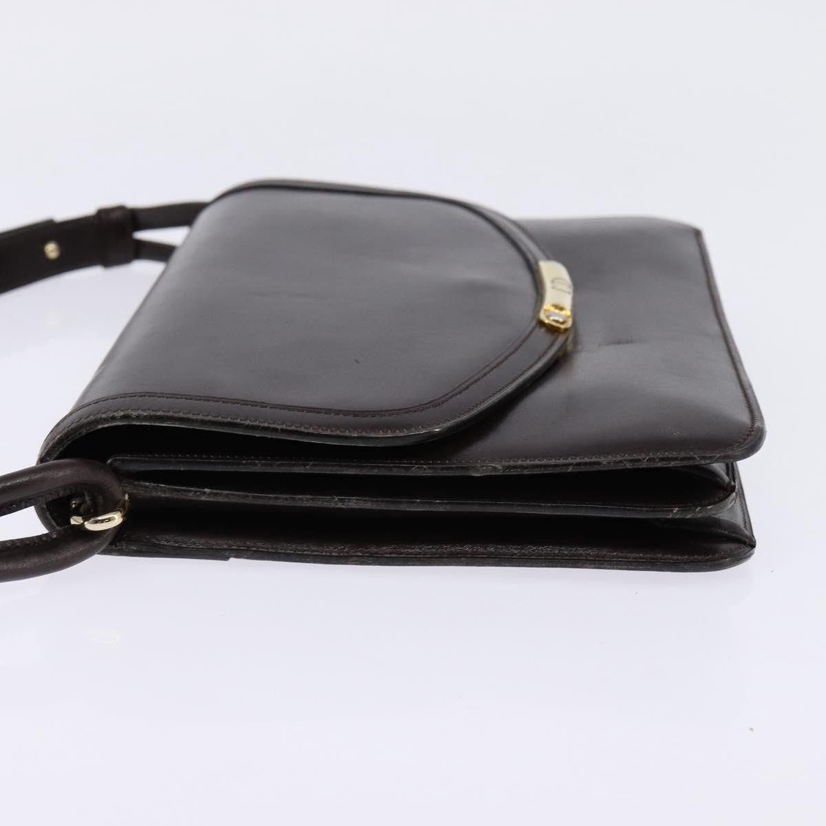 Christian Dior Flap Shoulder Bag Leather Brown Leather Shoulder Bag Bag (Pre-Owned)