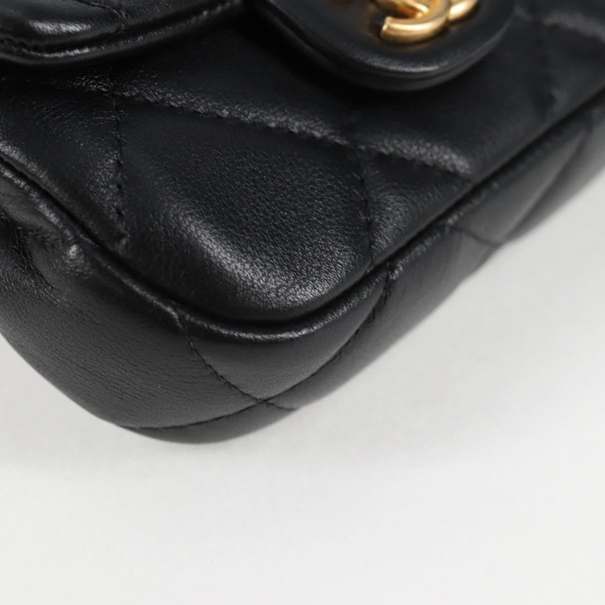 Chanel Lady Handle Flap Card Holder On Chain Quilted Calfskin Black Leather Bag