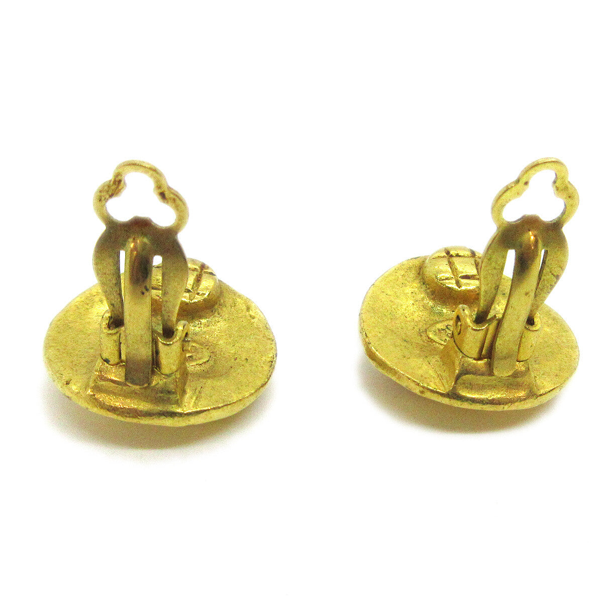 Chanel Vintage Cc Round Clip-On Earrings Metal Gold Gold_Plated Earrings Jewelry