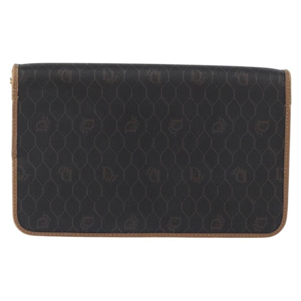 Christian Dior Vintage Honeycomb Chain Canvas Black Pvc Shoulder Bag Bag (Pre-Owned)