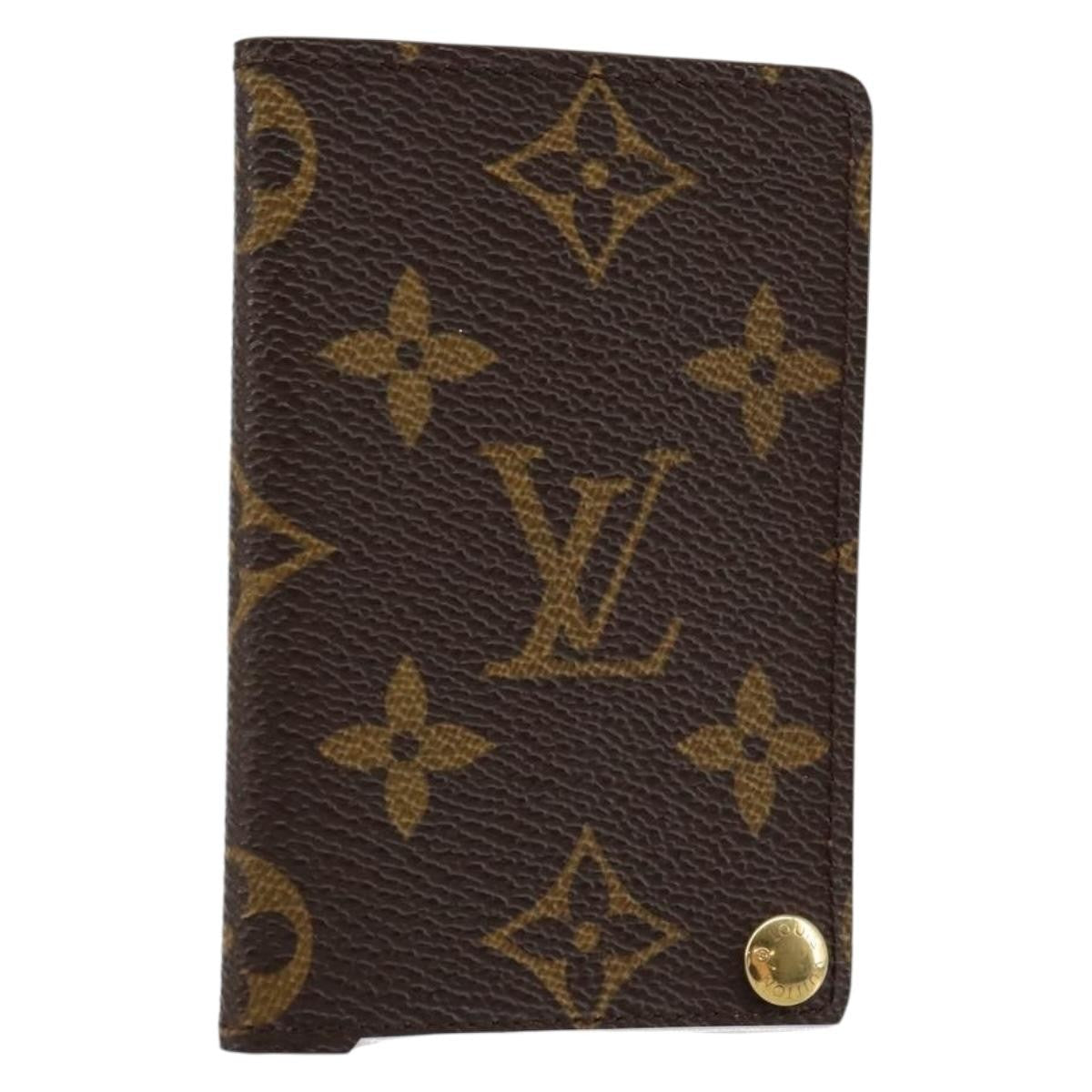 Louis Vuitton Porte Cartes Pression Card Case Monogram Canvas Brown Canvas Card Holders Accessory