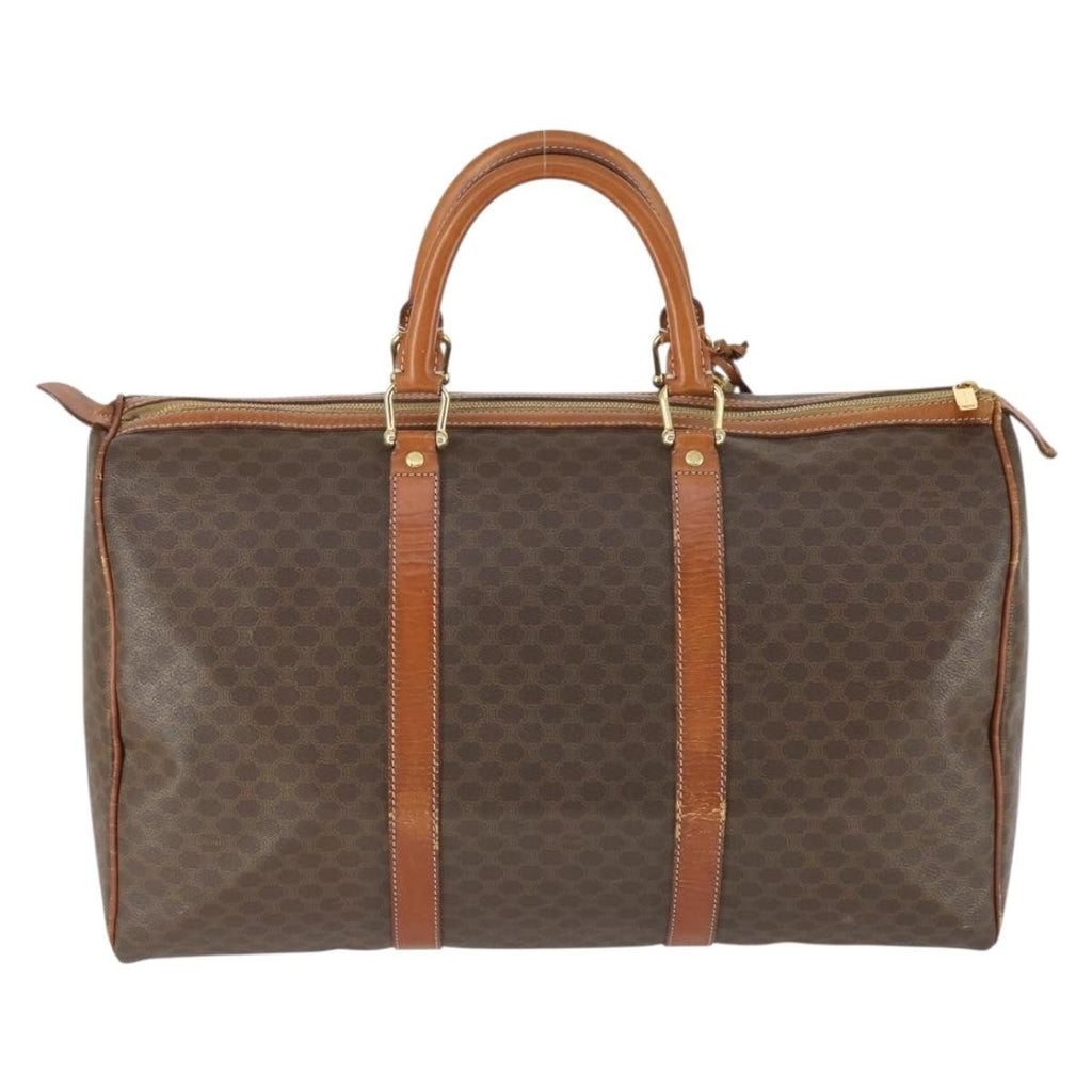 Celine Vintage Macadam Boston Bag Canvas Brown Pvc Travel Bag Bag