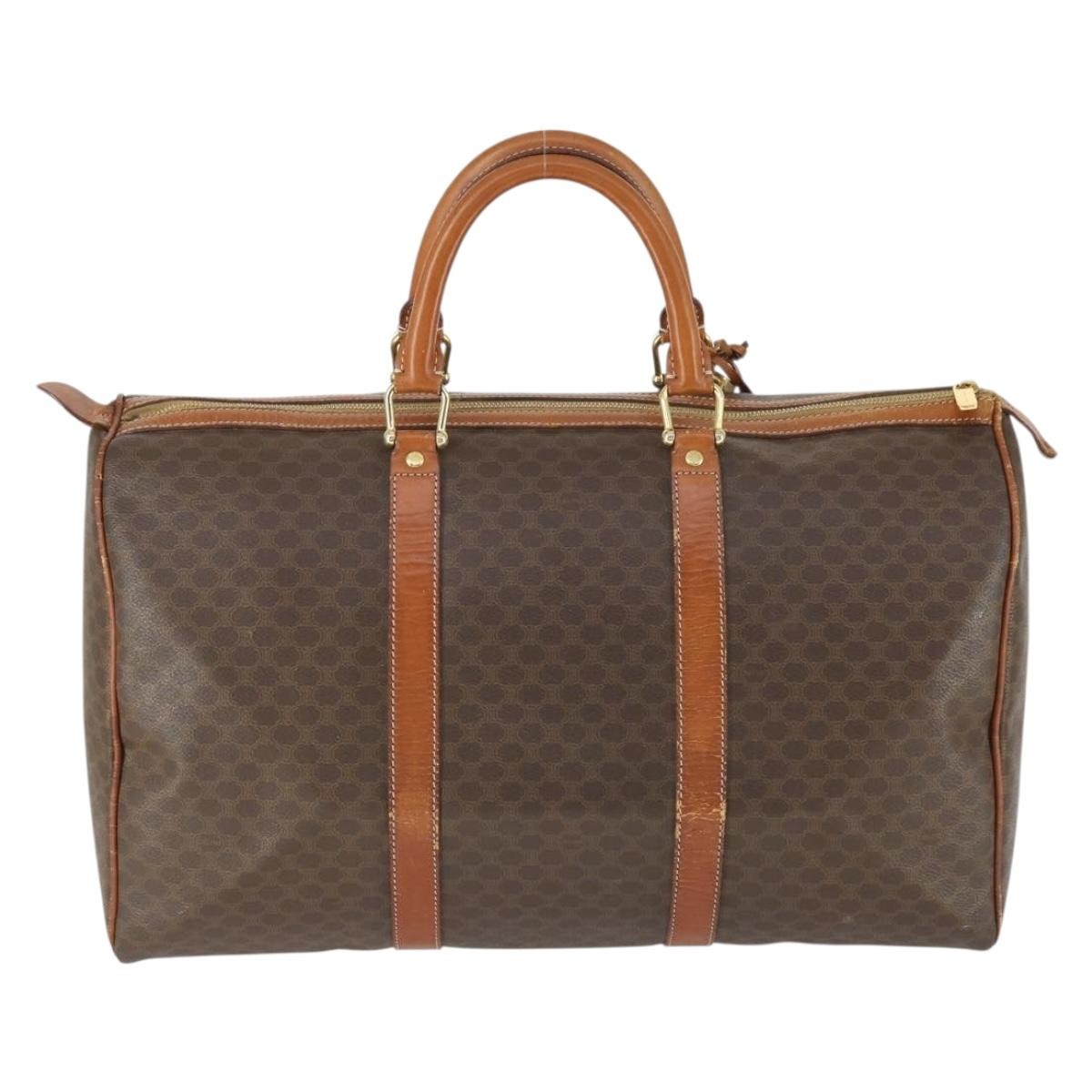 Celine Vintage Macadam Boston Bag Canvas Brown Pvc Travel Bag Bag