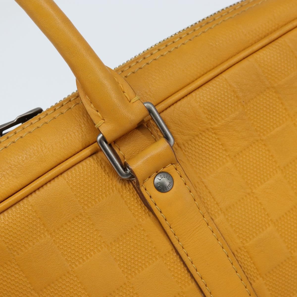 Louis Vuitton Porte-Documents Voyage Briefcase Damier Infini Leather Yellow Leather Briefcase Bag