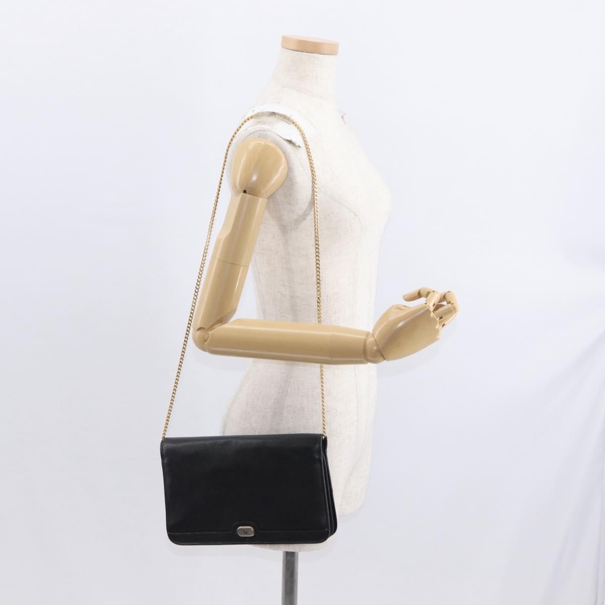 Christian Dior Vintage Shoulder Bag Leather Black Leather Shoulder Bag Bag (Pre-Owned)