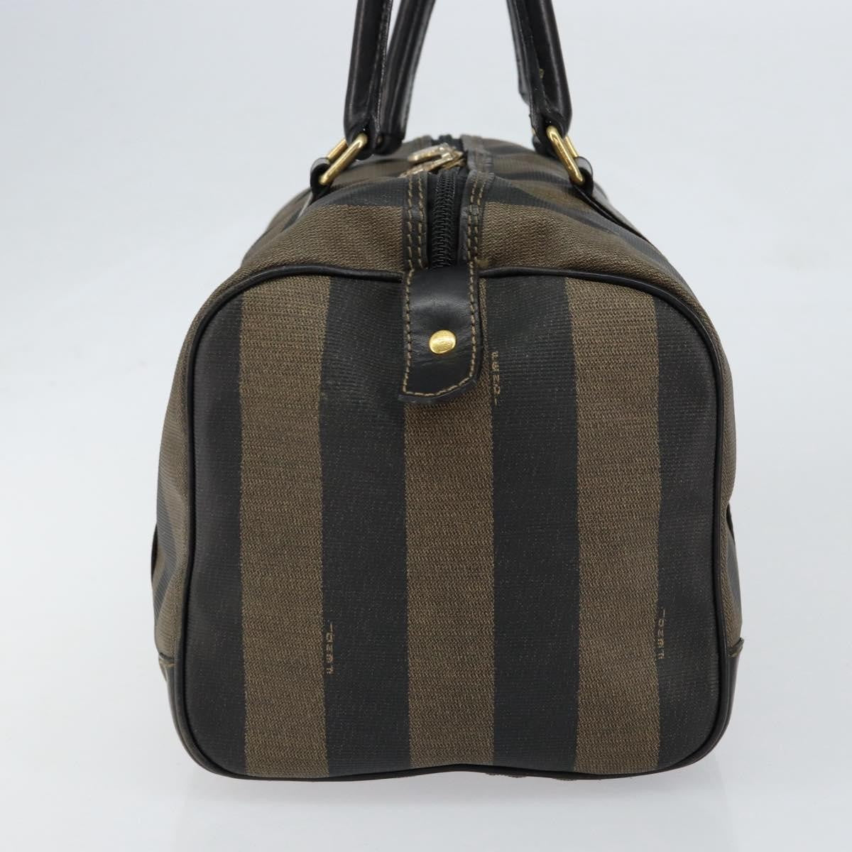 Fendi Vintage Pequin Boston Bag Coated Canvas Brown Canvas Handbag