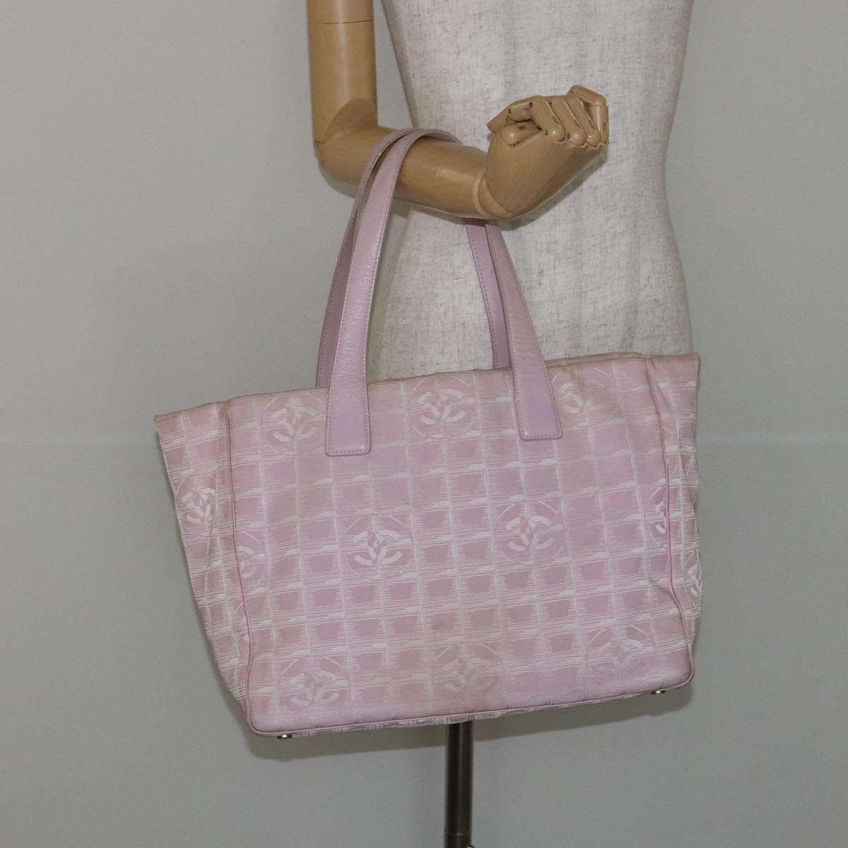 Chanel Travel Line Tote Nylon Pink Nylon Bag