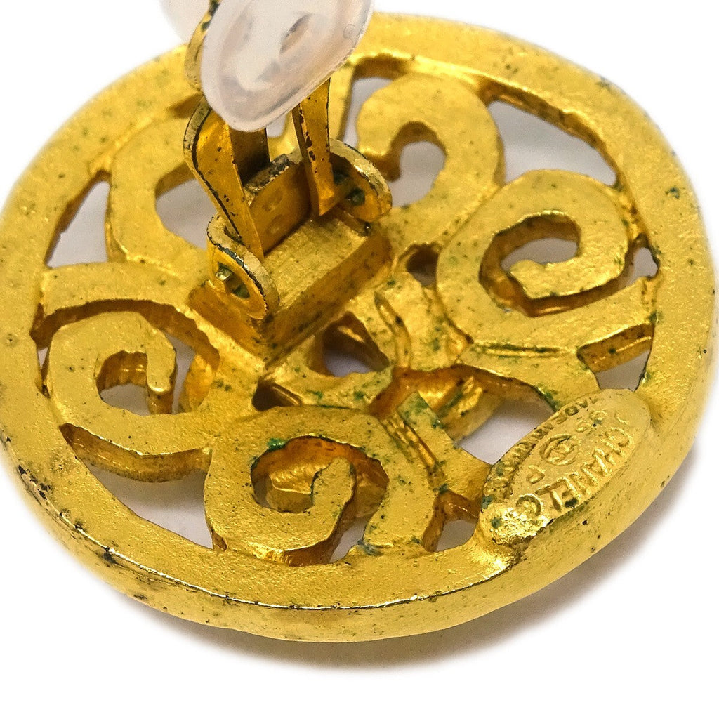 Chanel Vintage Cc Round Clip-On Earrings Metal Gold Gold_Plated Earrings Jewelry