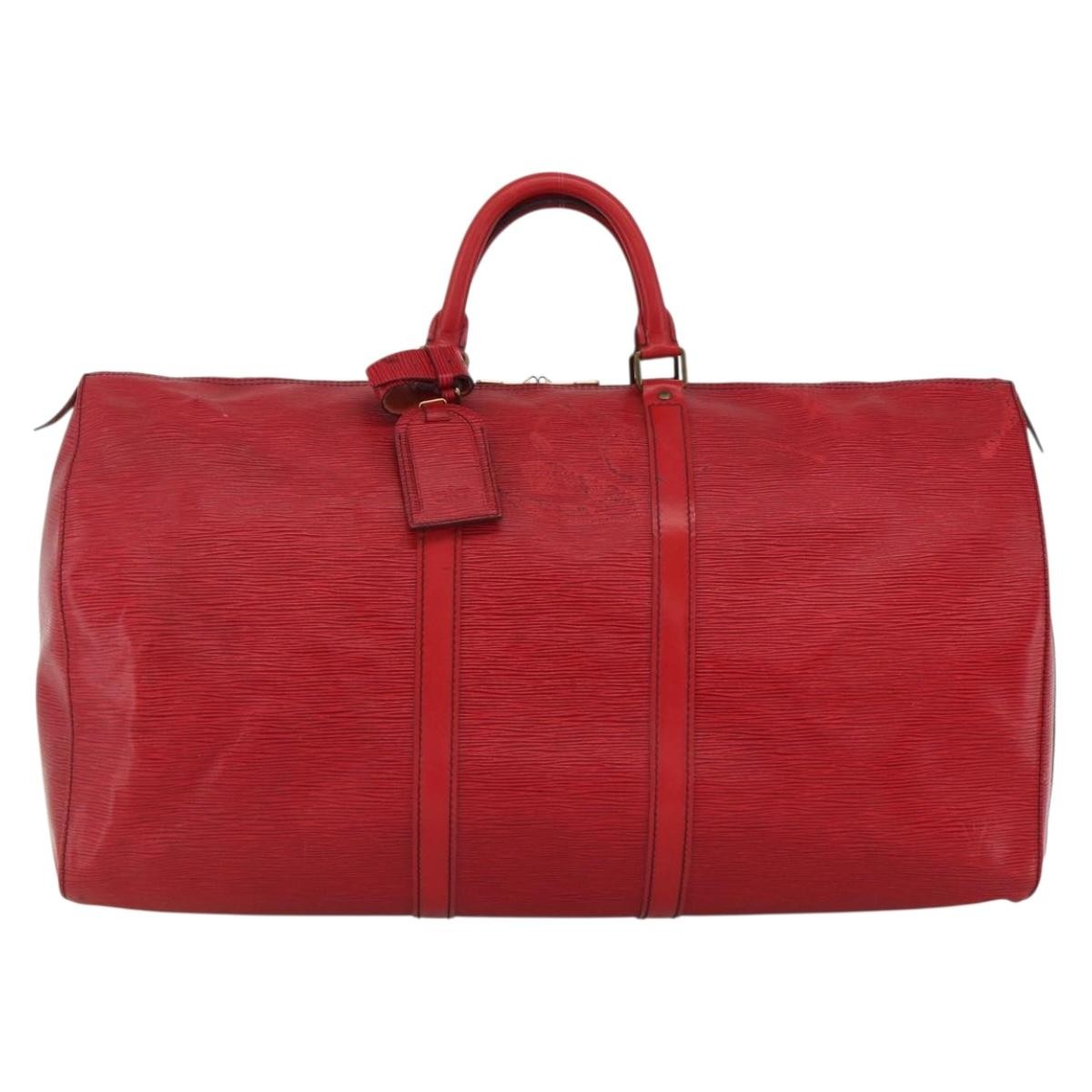 Louis Vuitton Keepall Bag Epi Leather Red Leather Travel Bag