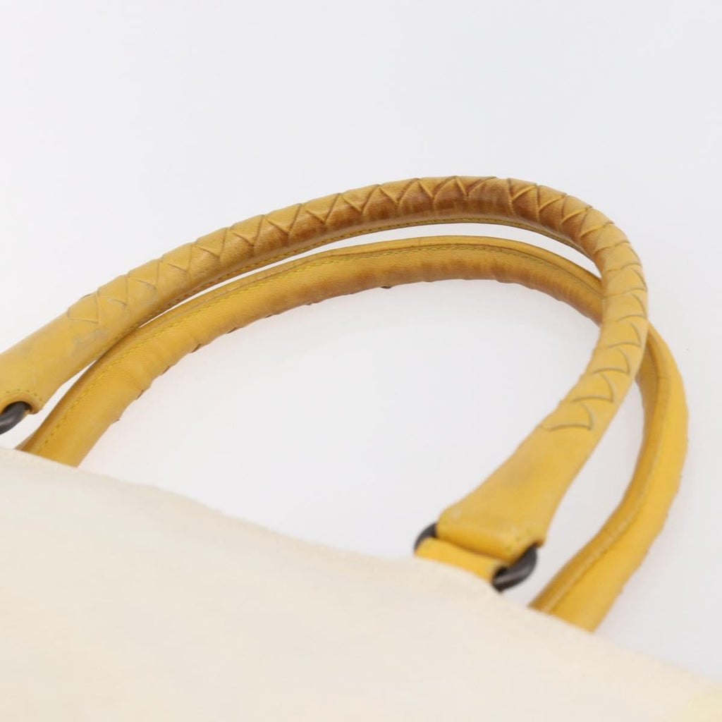 Bottega Veneta Braided Handle Open Tote Bag Canvas With Leather Yellow Canvas Bag