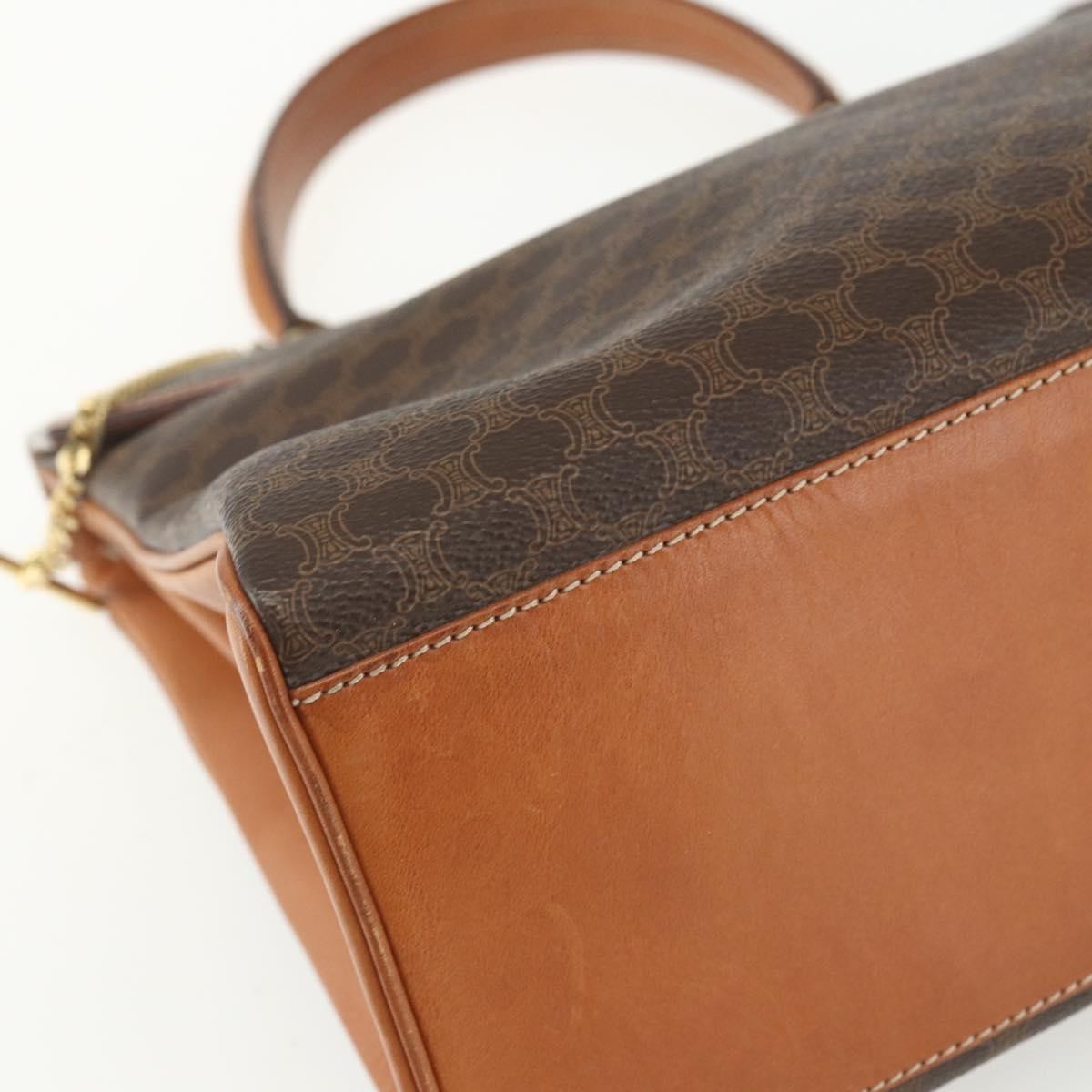 Celine Vintage Macadam Handbag Canvas And Leather Brown Canvas Handbag