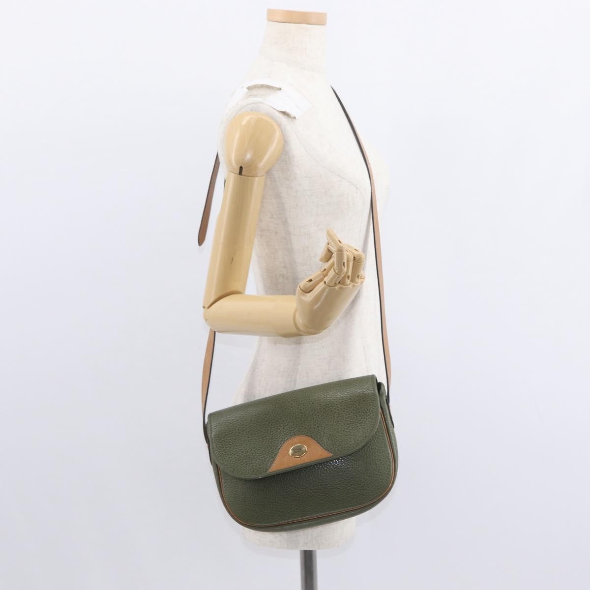 Christian Dior Vintage Shoulder Bag Leather Green Leather Shoulder Bag Bag (Pre-Owned)