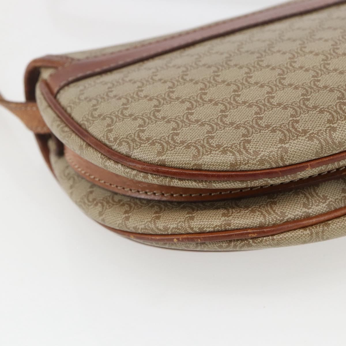 Celine Vintage Macadam Circle Logo Shoulder Bag Canvas And Leather Beige Canvas Shoulder Bag Bag