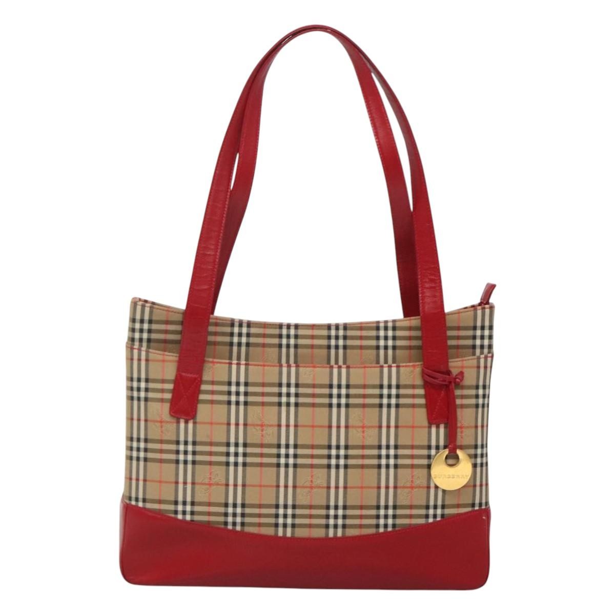 Burberry Nova Check Tote Canvas And Leather Beige Canvas Tote Bag