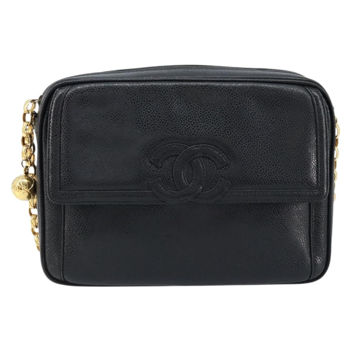 Chanel Vintage Front Pocket Cc Camera Bag Caviar Black Leather Shoulder Bag Bag