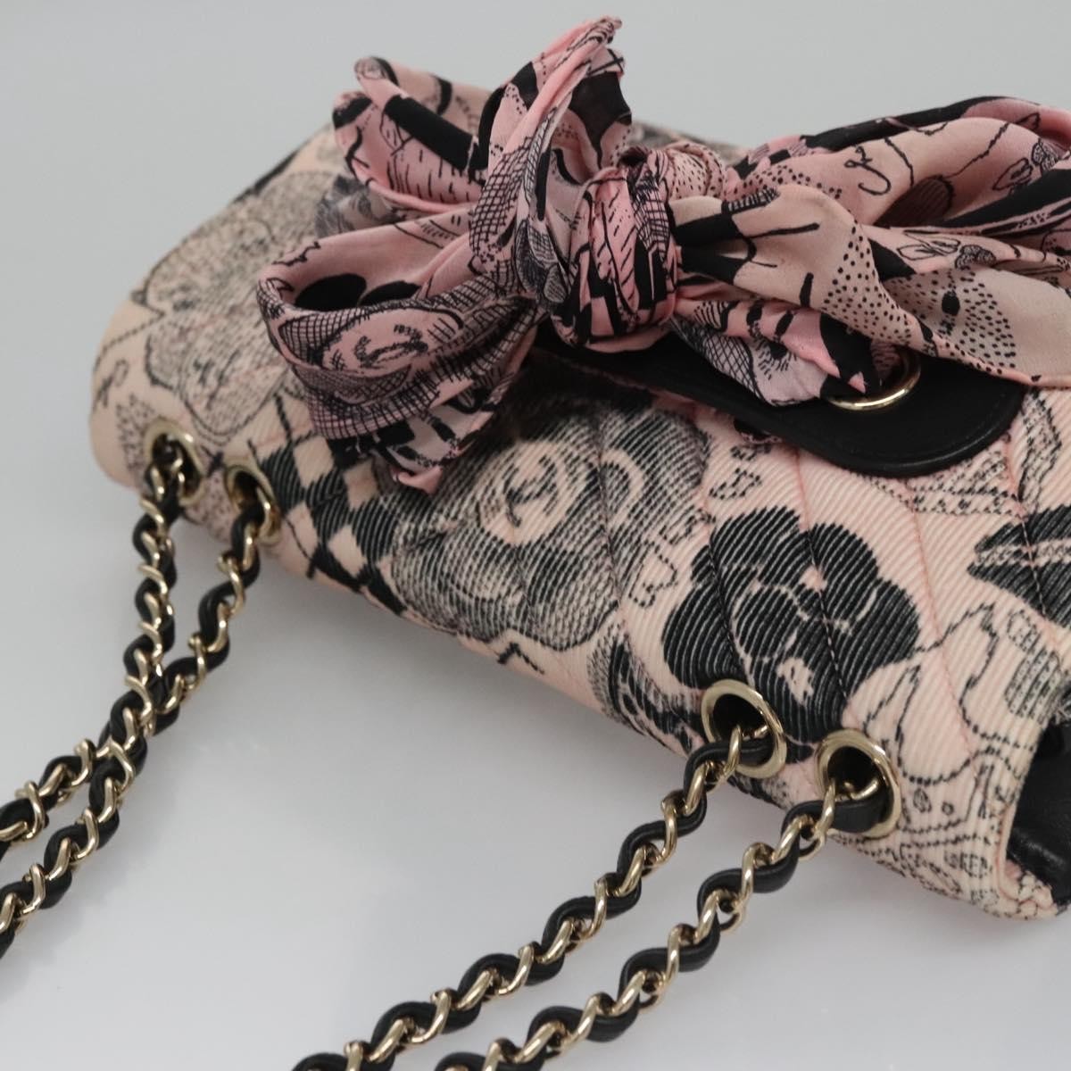Chanel Flap Shoulder Bag Canvas Pink Cotton Shoulder Bag Bag