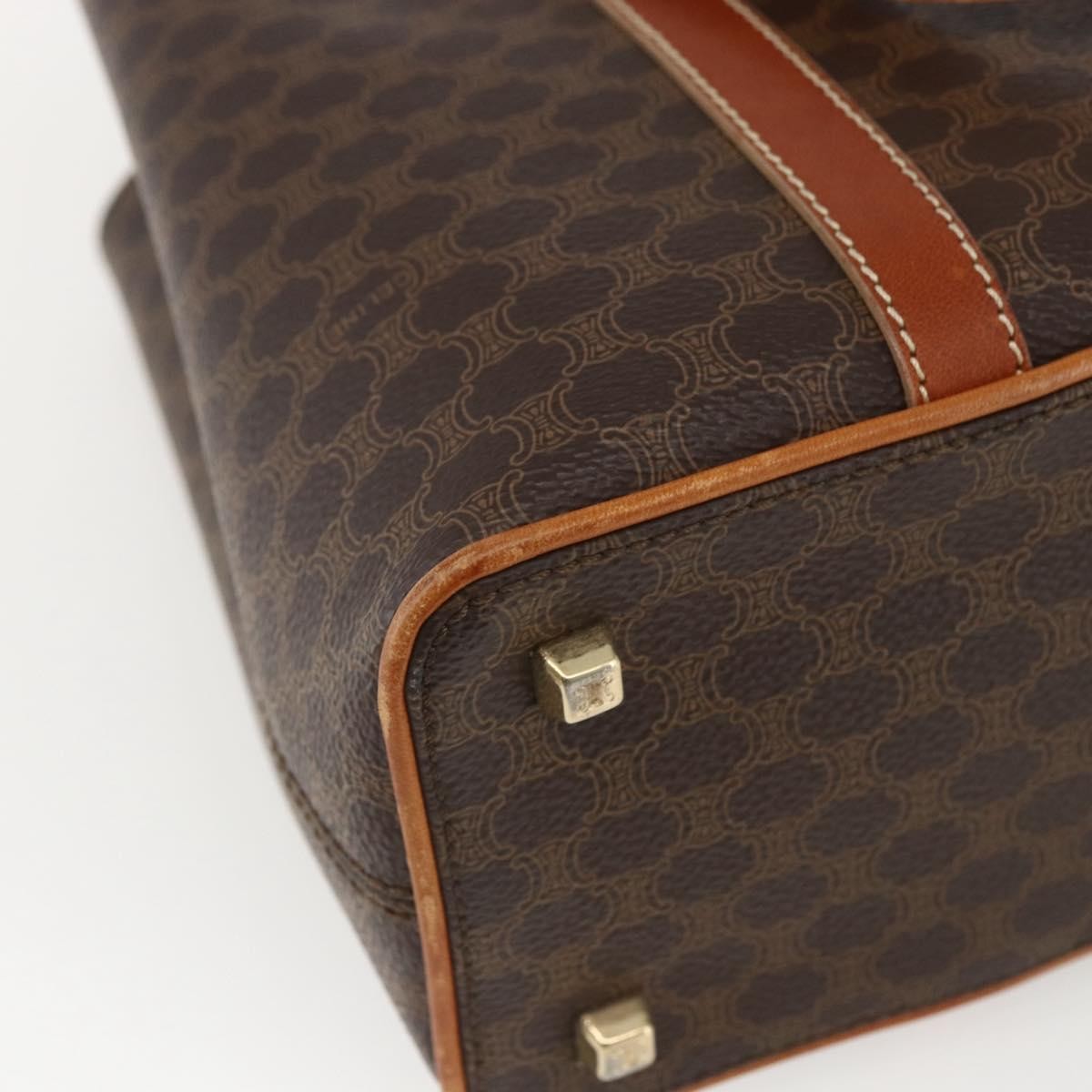 Celine Vintage Macadam Handbag Canvas And Leather Brown Canvas Handbag