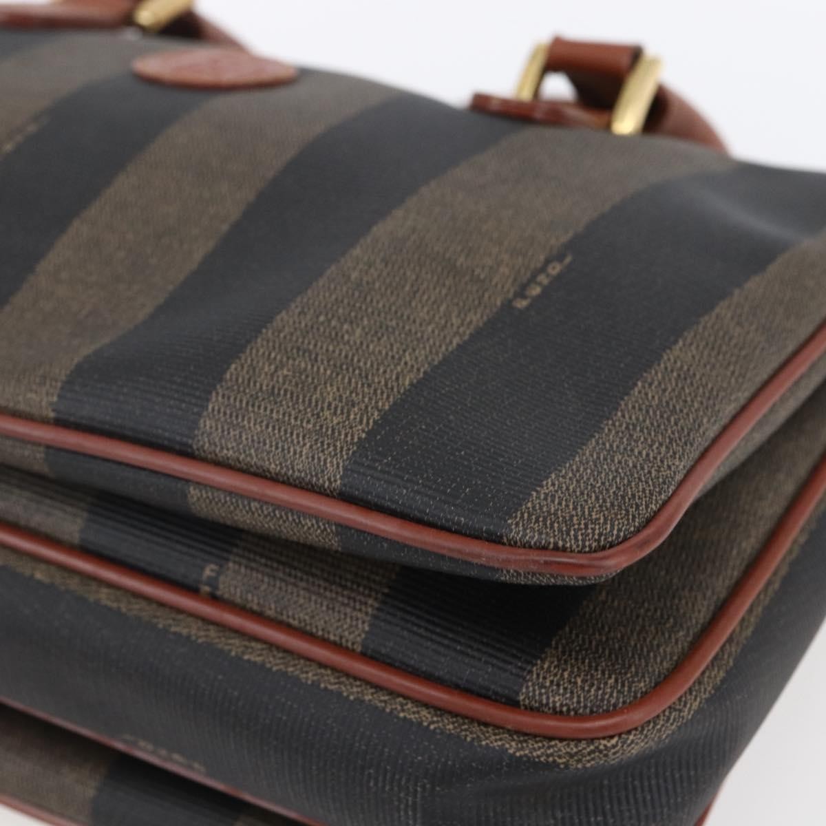 Fendi Vintage Pequin Convertible Boston Bag Coated Canvas Brown Canvas Handbag