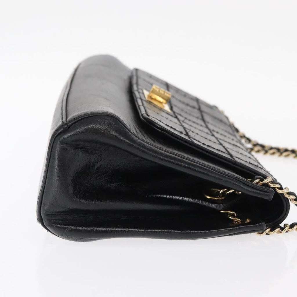 Chanel Chocolate Bar Accordion Reissue Flap Bag Quilted Lambskin Black Leather Shoulder Bag Bag
