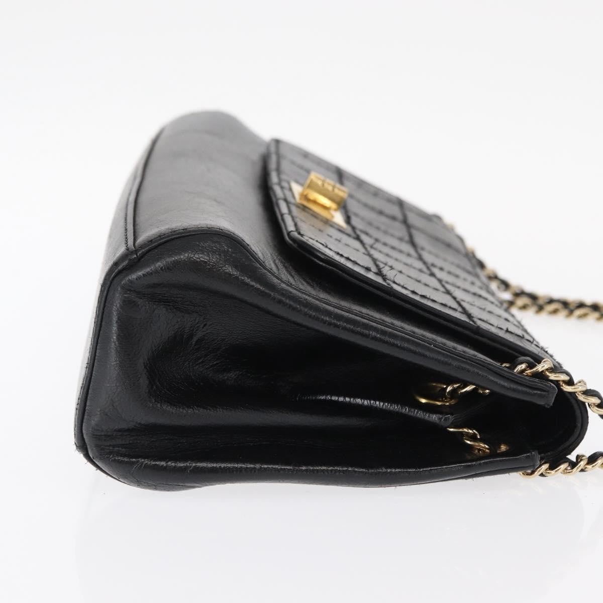 Chanel Chocolate Bar Accordion Reissue Flap Bag Quilted Lambskin Black Leather Shoulder Bag Bag