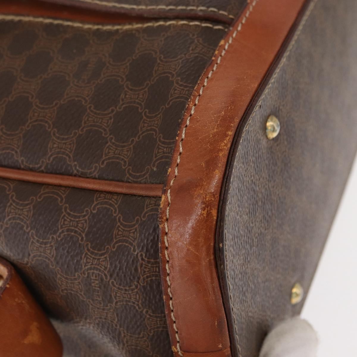 Celine Vintage Macadam Handbag Canvas And Leather Brown Canvas Handbag