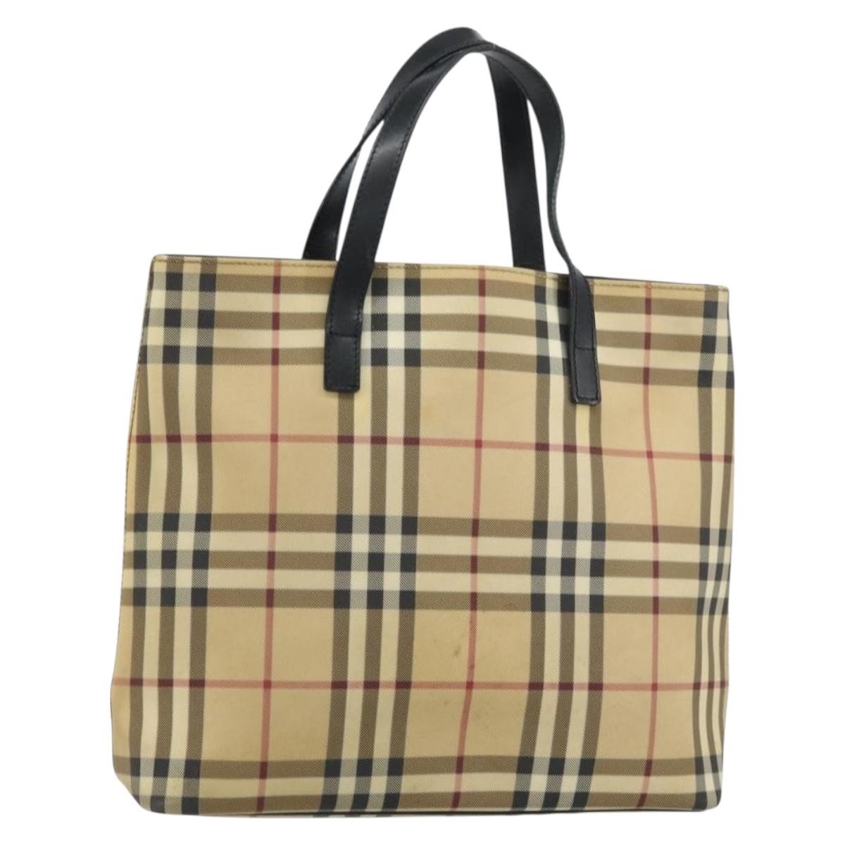 Burberry Nova Check Tote Canvas Check Pattern Beige Canvas Tote Bag