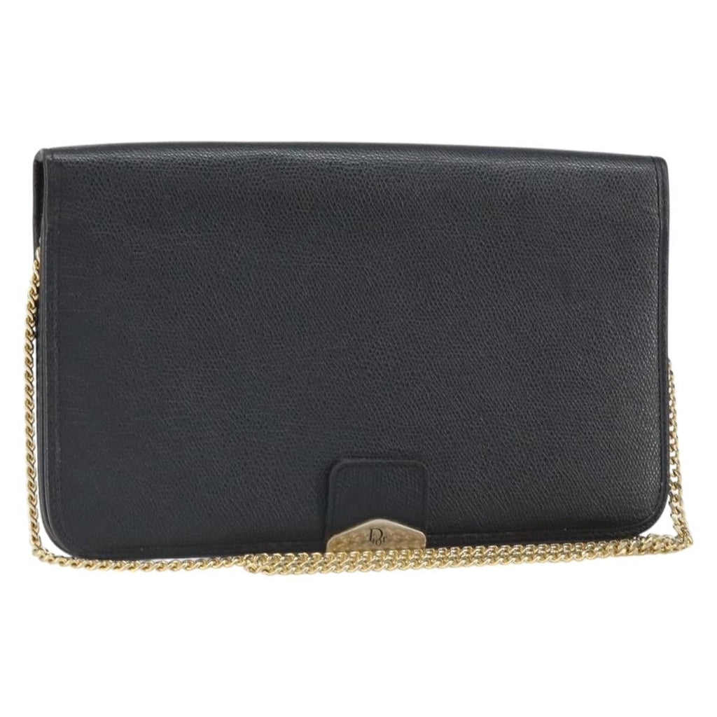 Christian Dior Vintage Chain Flap Shoulder Bag Leather Black Leather Shoulder Bag Bag (Pre-Owned)