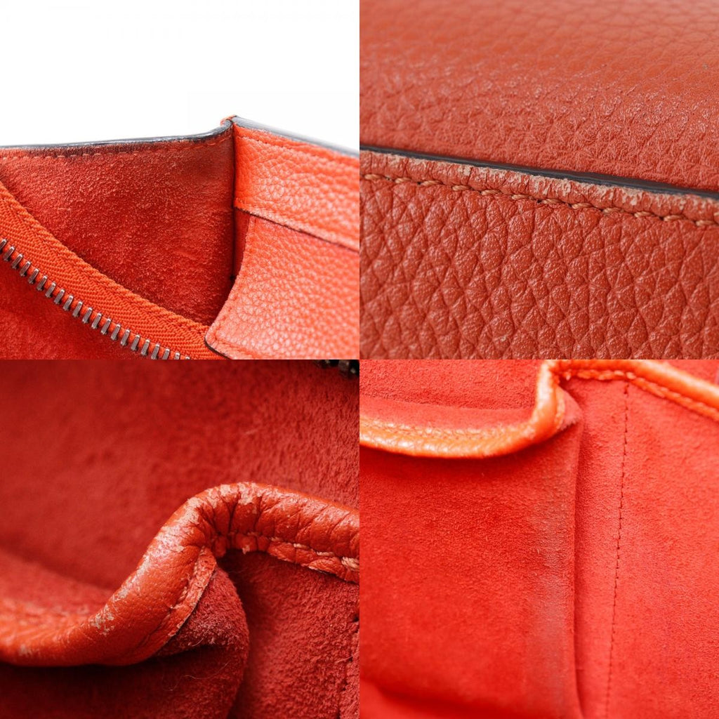 Celine Luggage Bag Grainy Leather Red Calfskin Handbag
